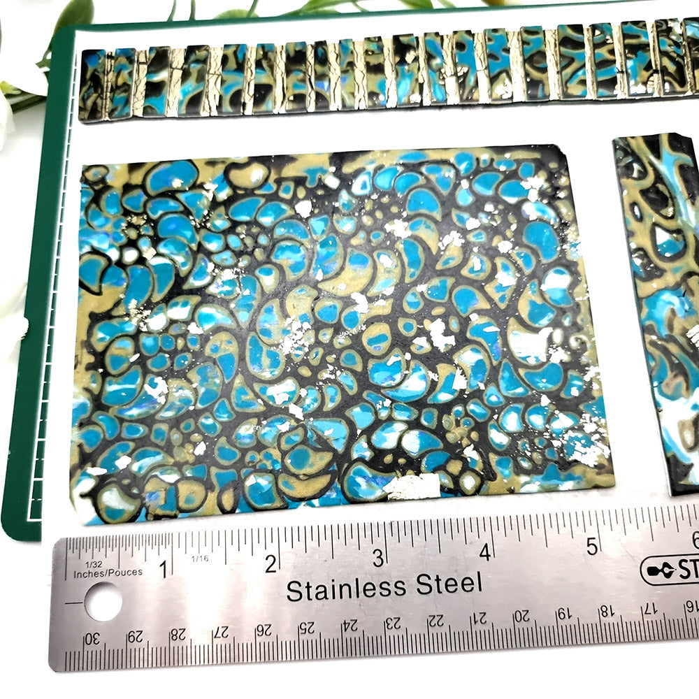 Raw polymer clay veneer sheet, Mosaic and Mokume Gane Veneers Set