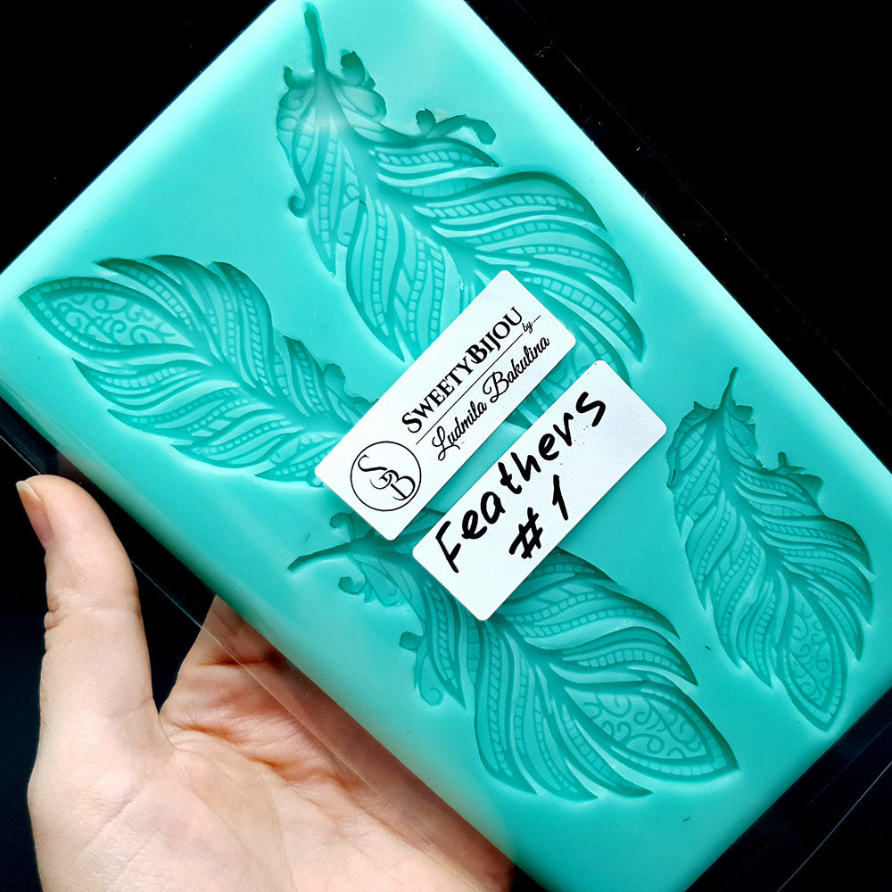 Feather silicone mold for polymer clay