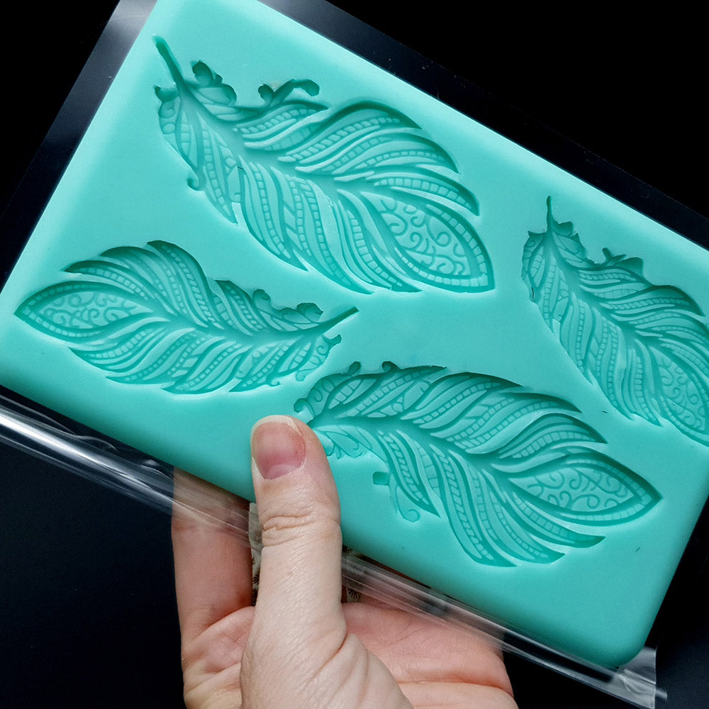 Feather silicone mold for polymer clay