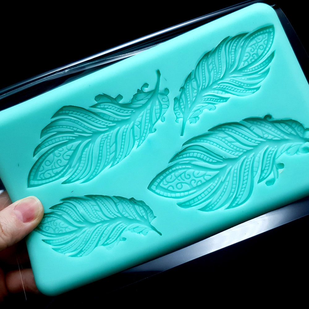 Feather silicone mold for polymer clay