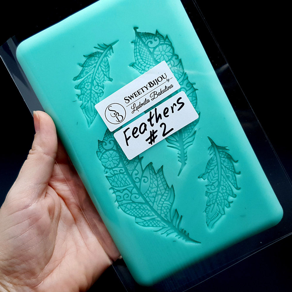 Feather silicone mold for polymer clay
