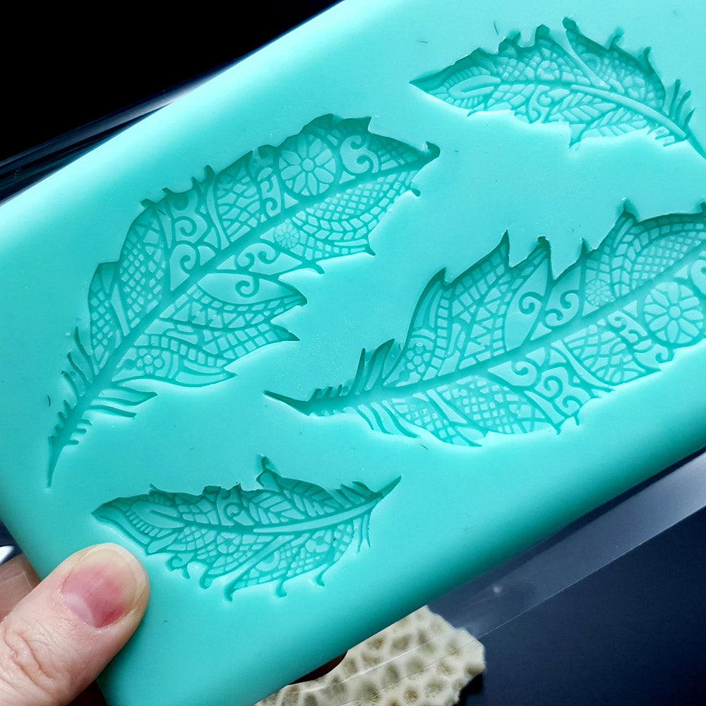 Feather silicone mold for polymer clay
