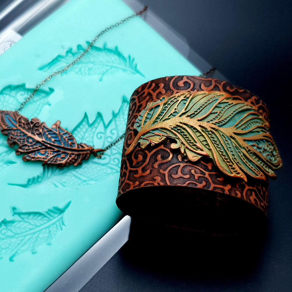 Feather silicone mold for polymer clay