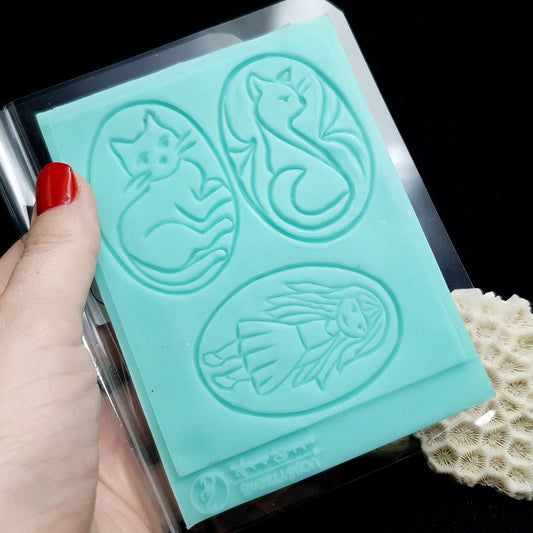 Cats and a Girl - Cloisonné Enamel