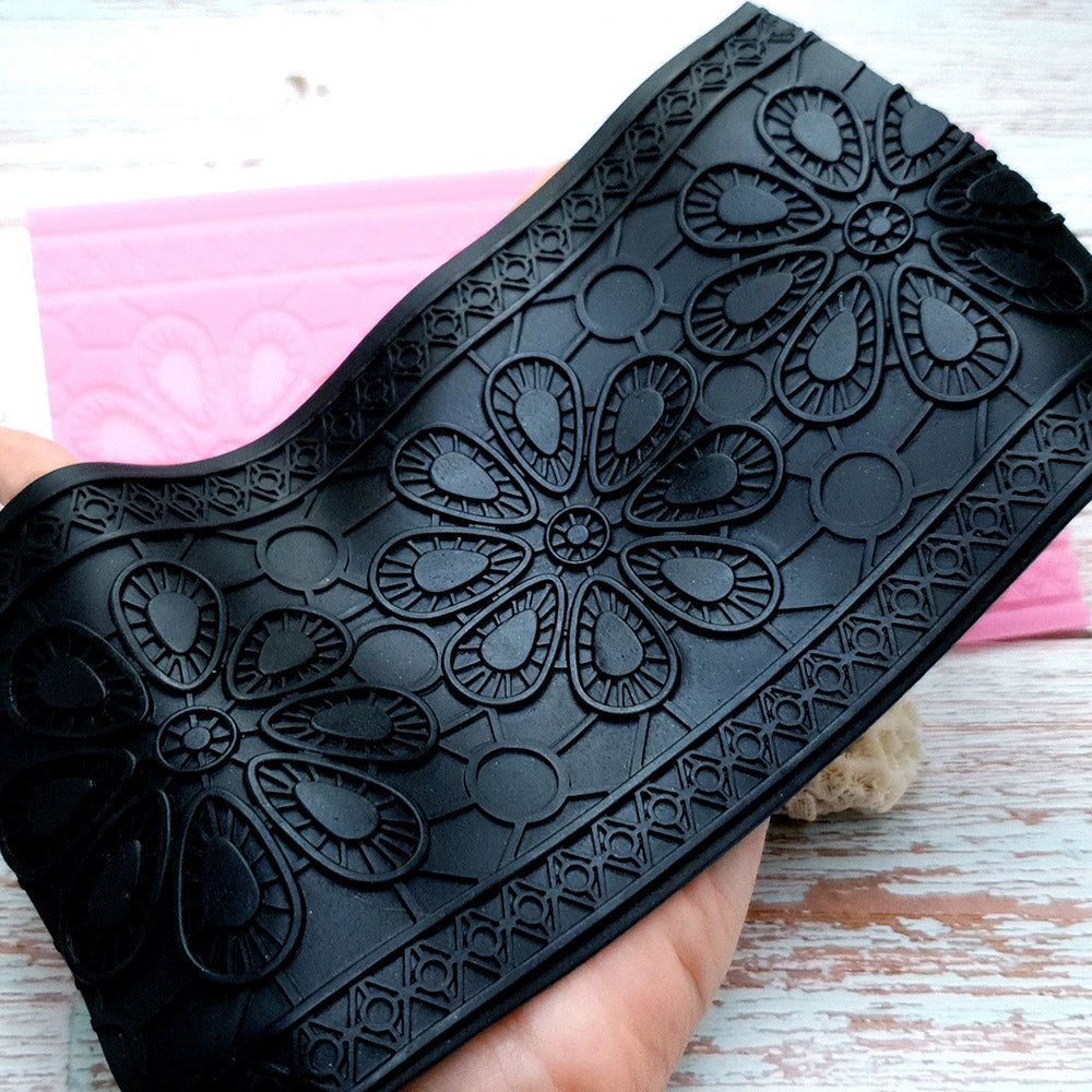 Flowers Net Lace silicone texture sheet for polymer clay