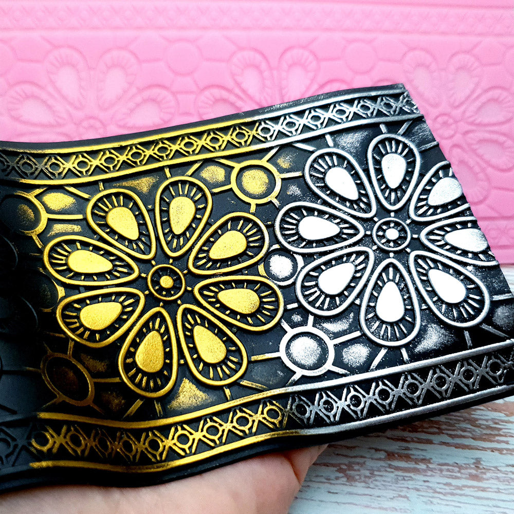 Flowers Net Lace silicone texture sheet for polymer clay
