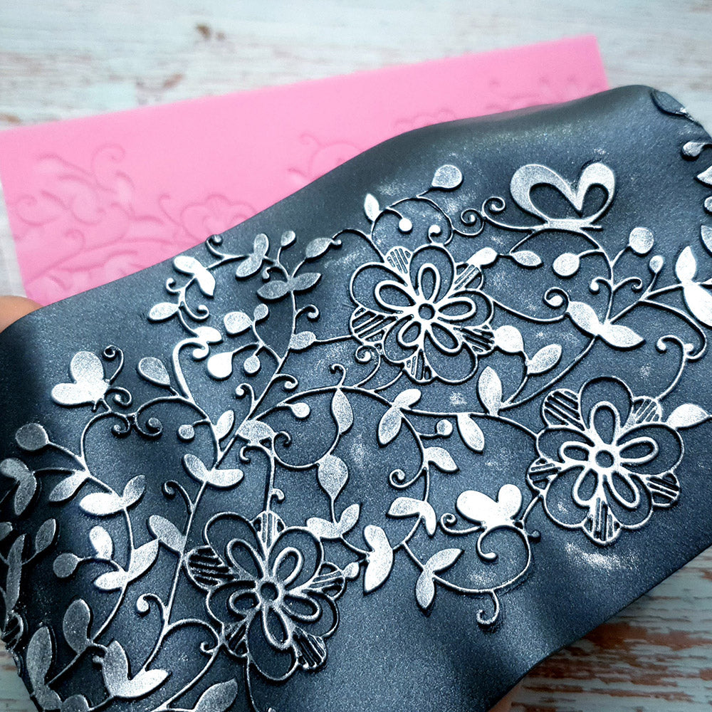 Spring Flowers silicone texture sheet for polymer clay