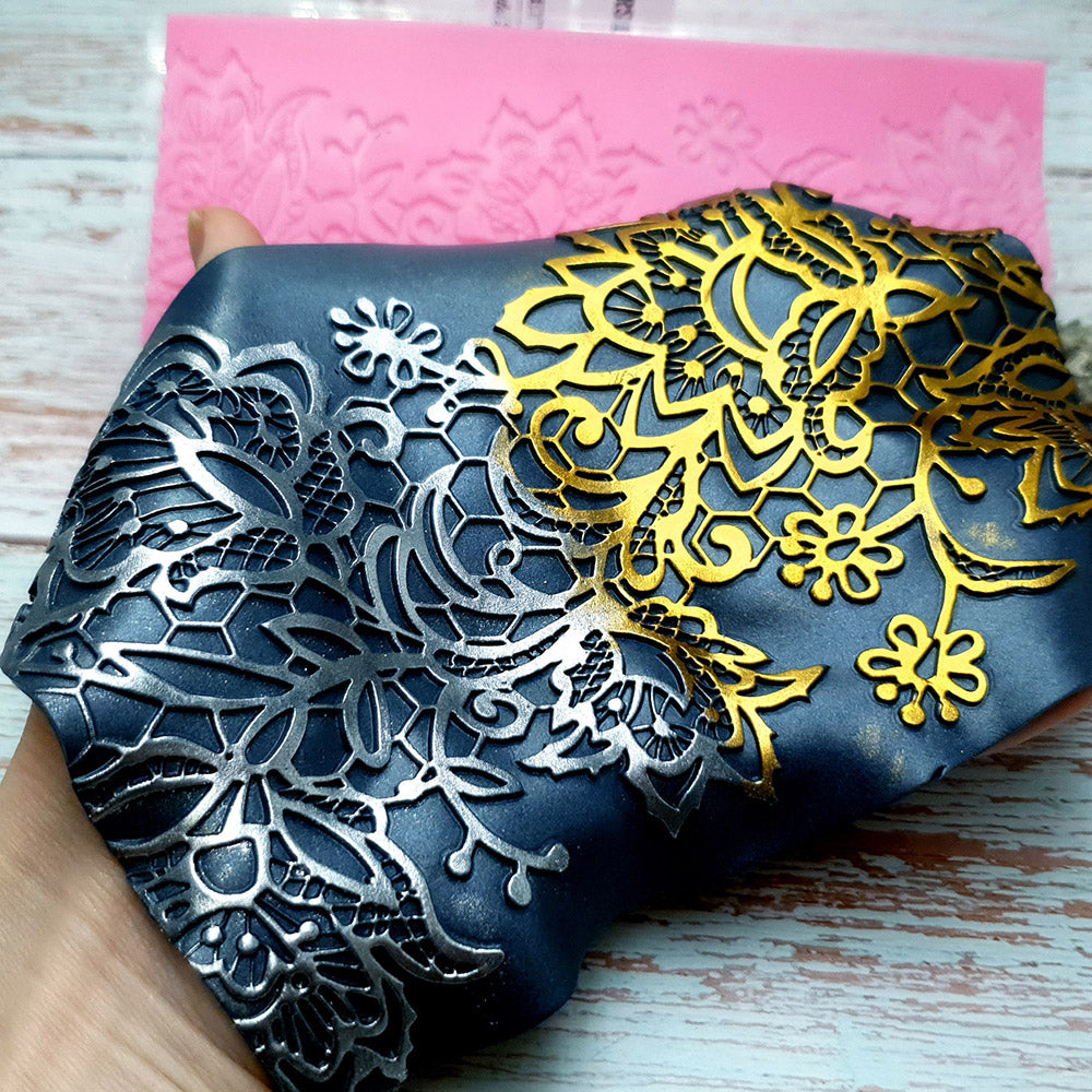 Flowers Lace silicone texture sheet for polymer clay