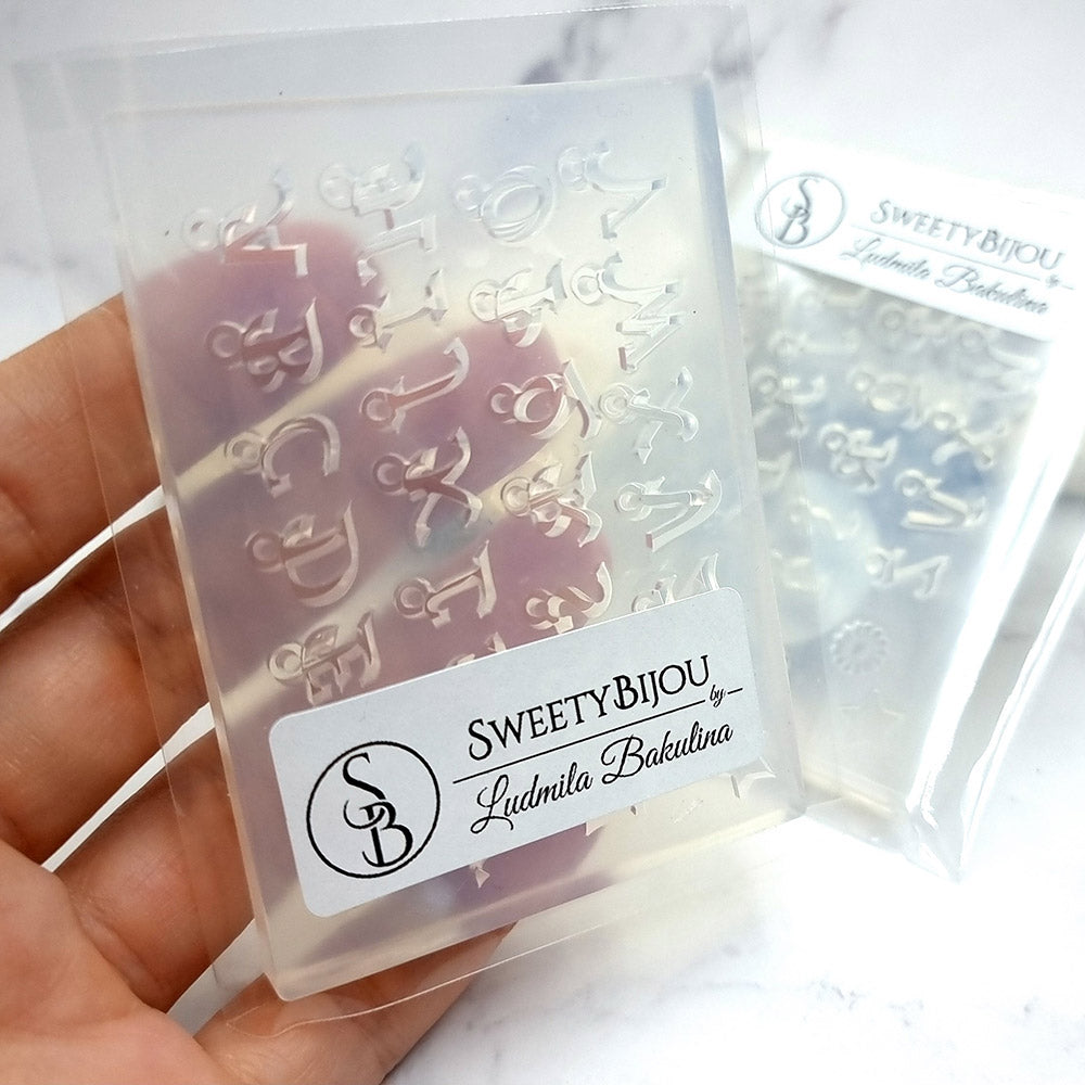 Kit Pendant Alphabet silicone mold for polymer clay