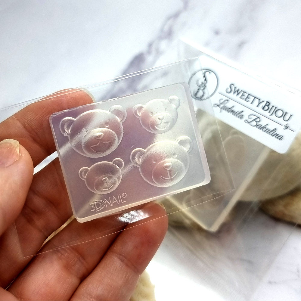 Bear Family silicone mold for polymer clay