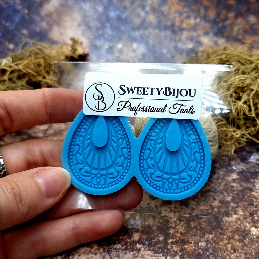 Earring shape silicone mold for polymer clay