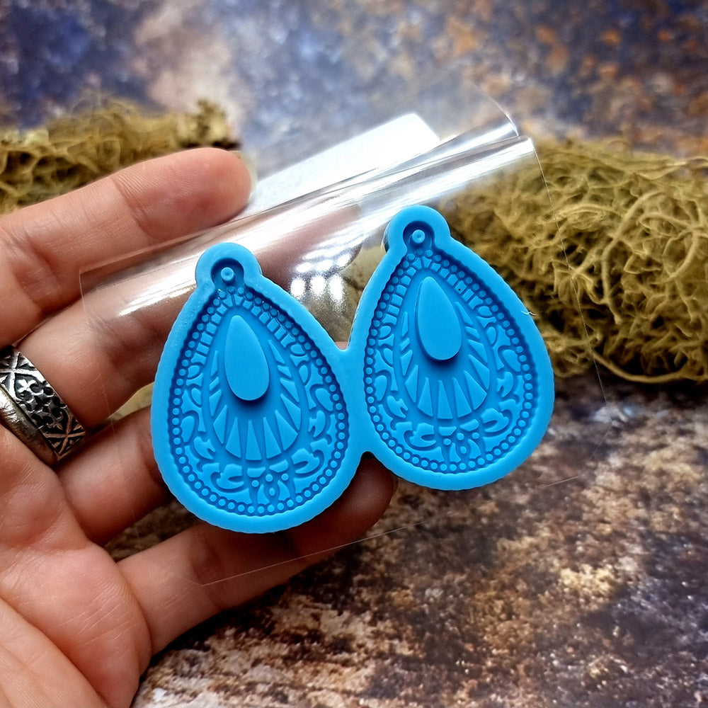 Earring shape silicone mold for polymer clay