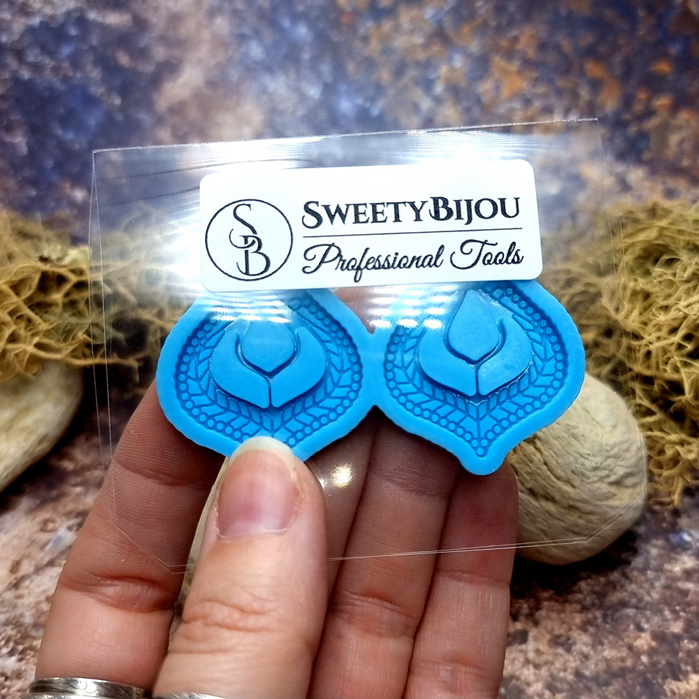 Earring shape silicone mold for polymer clay