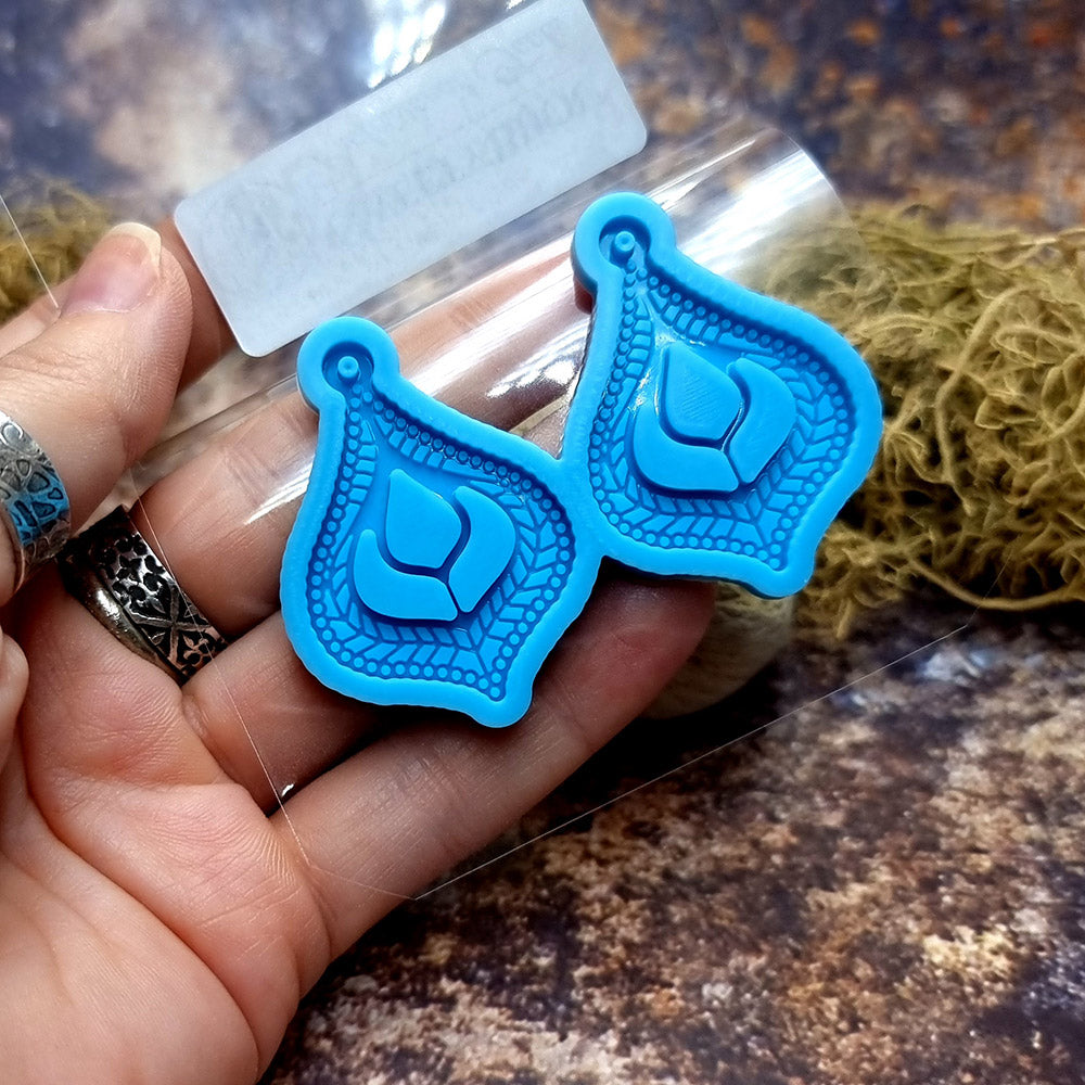 Earring shape silicone mold for polymer clay