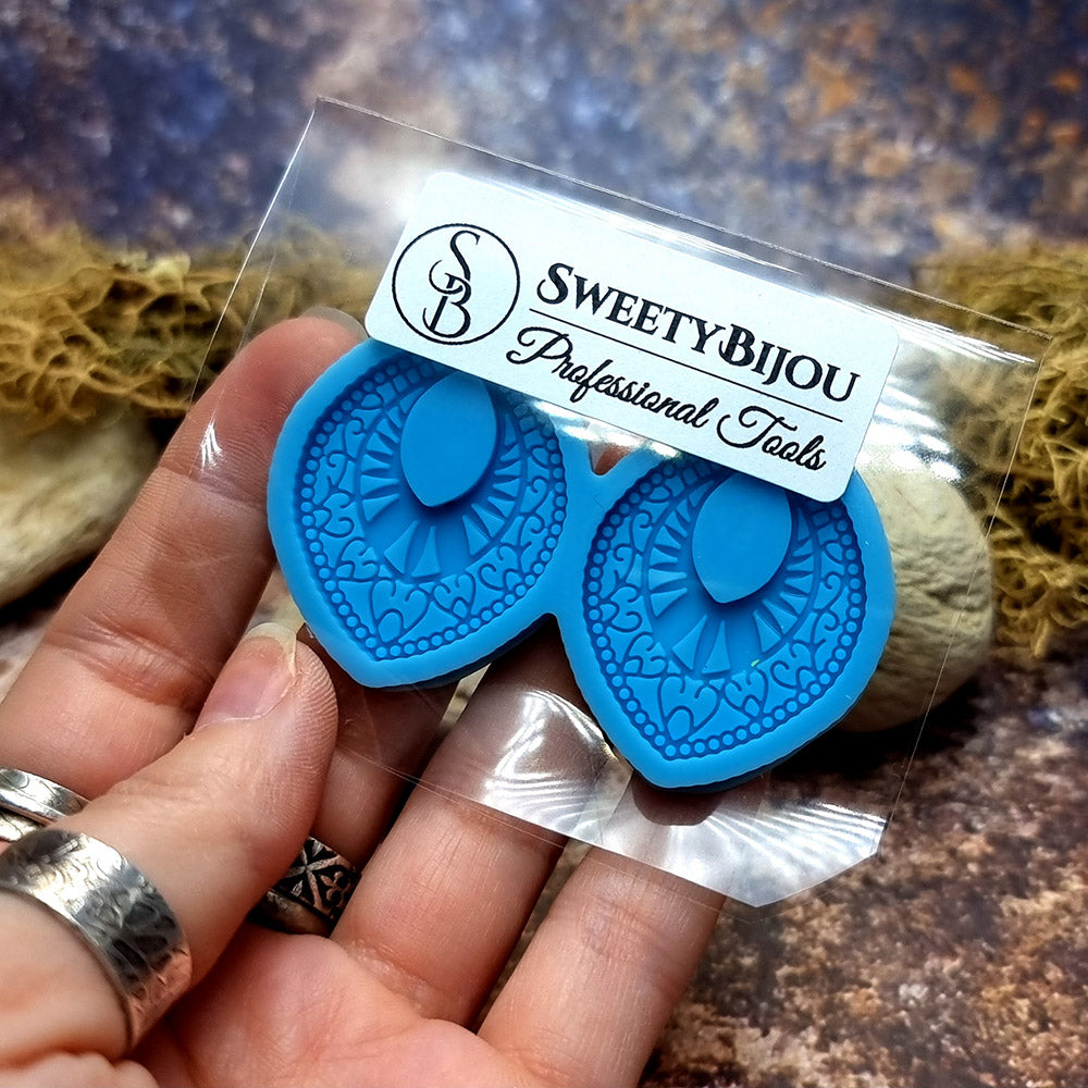 Earring shape silicone mold for polymer clay