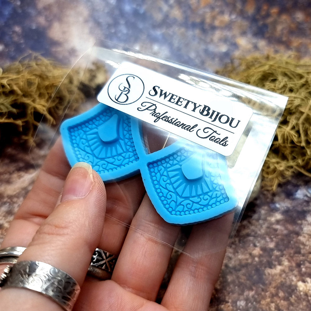 Earring shape silicone mold for polymer clay