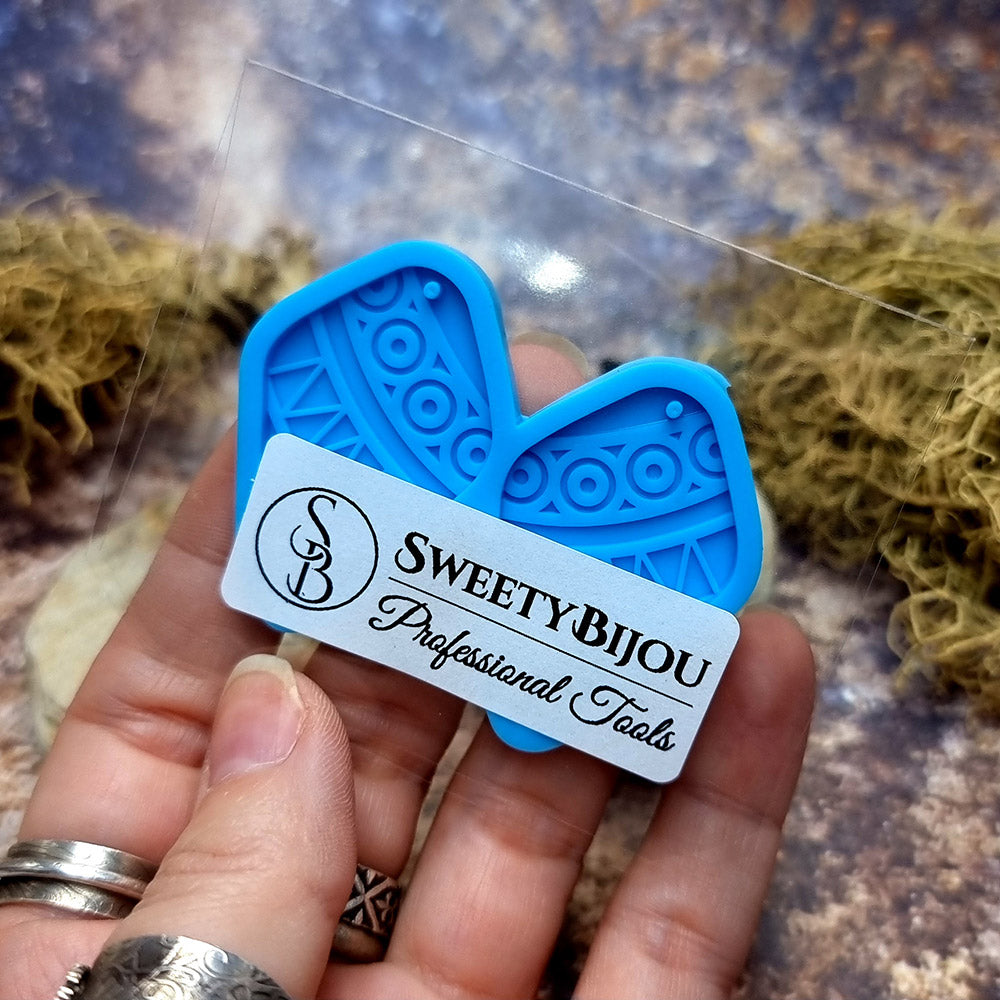 Earring shape silicone mold for polymer clay