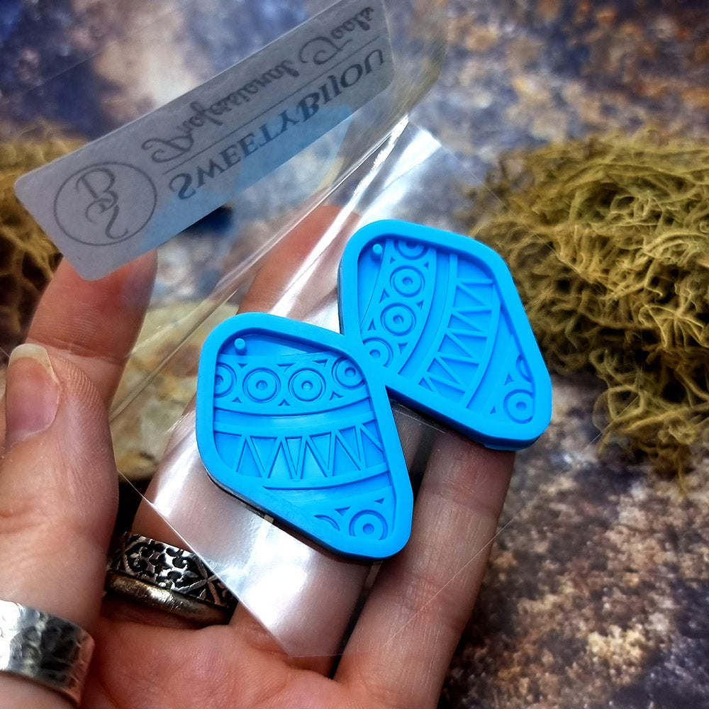 Earring shape silicone mold for polymer clay