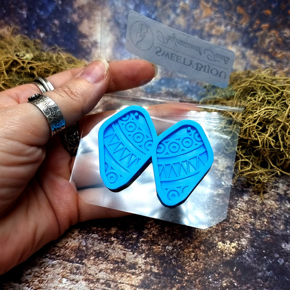 Earring shape silicone mold for polymer clay