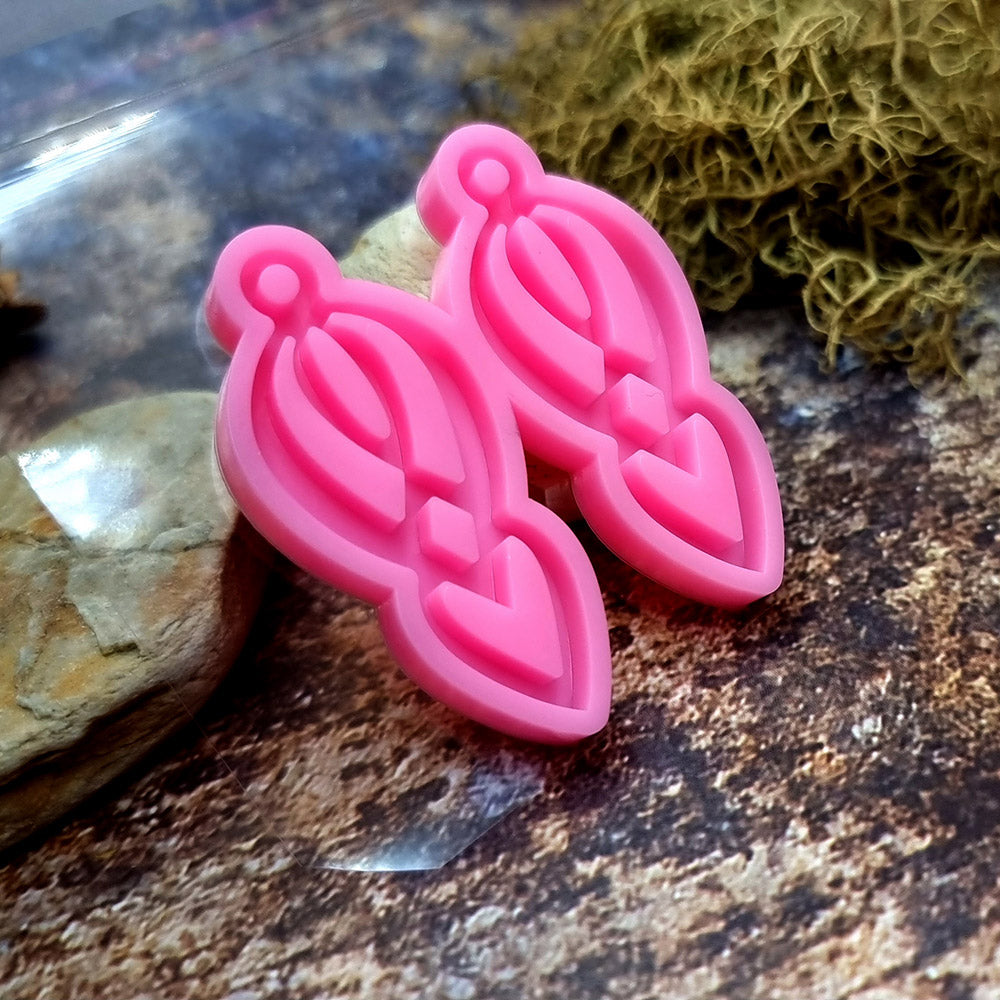 Earring shape silicone mold for polymer clay