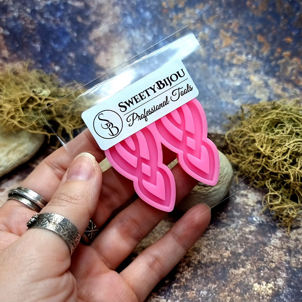 Earring shape silicone mold for polymer clay