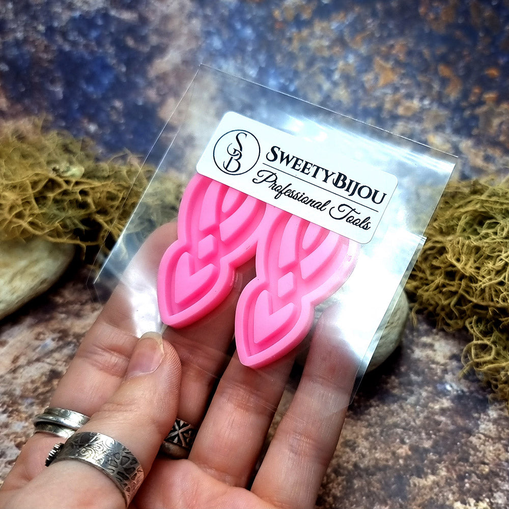 Earring shape silicone mold for polymer clay