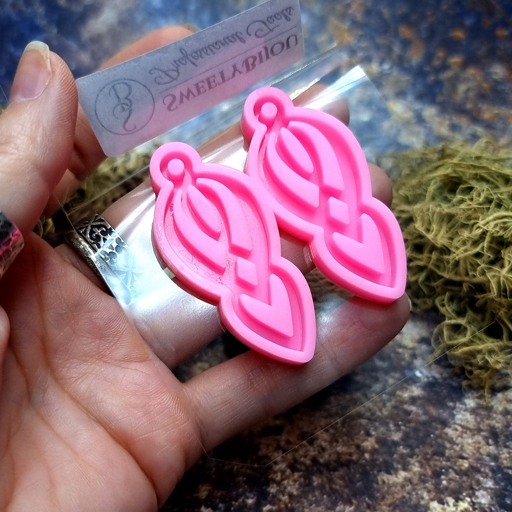 Earring shape silicone mold for polymer clay