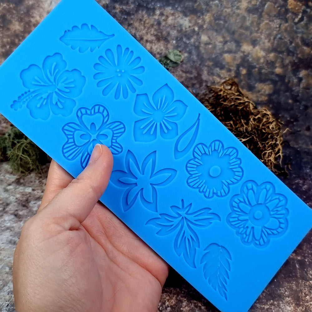 Flowers - Thin Detailed silicone mold for polymer clay