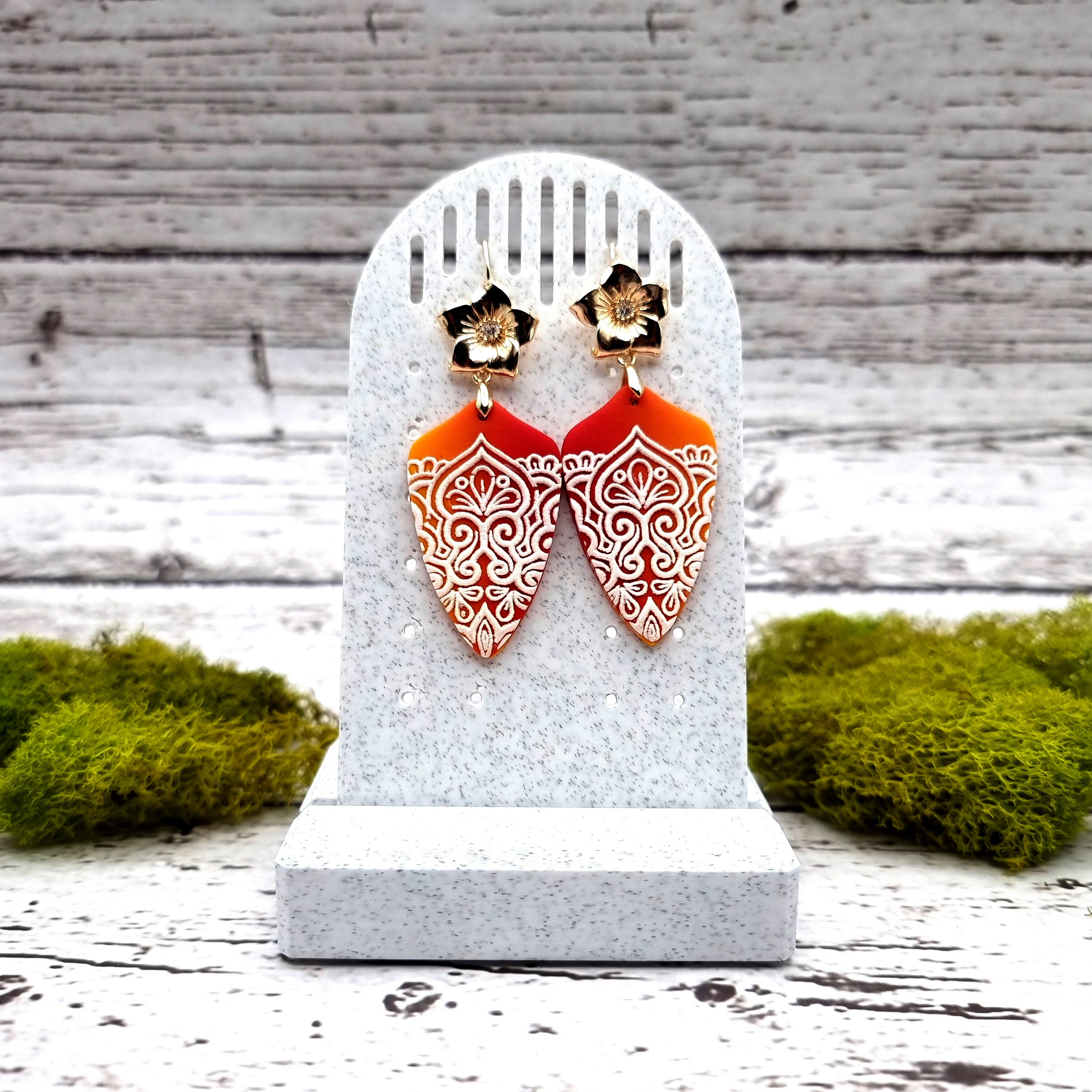 Single Display for Earrings - White Marble Display for Earrings SweetyBijou Tools