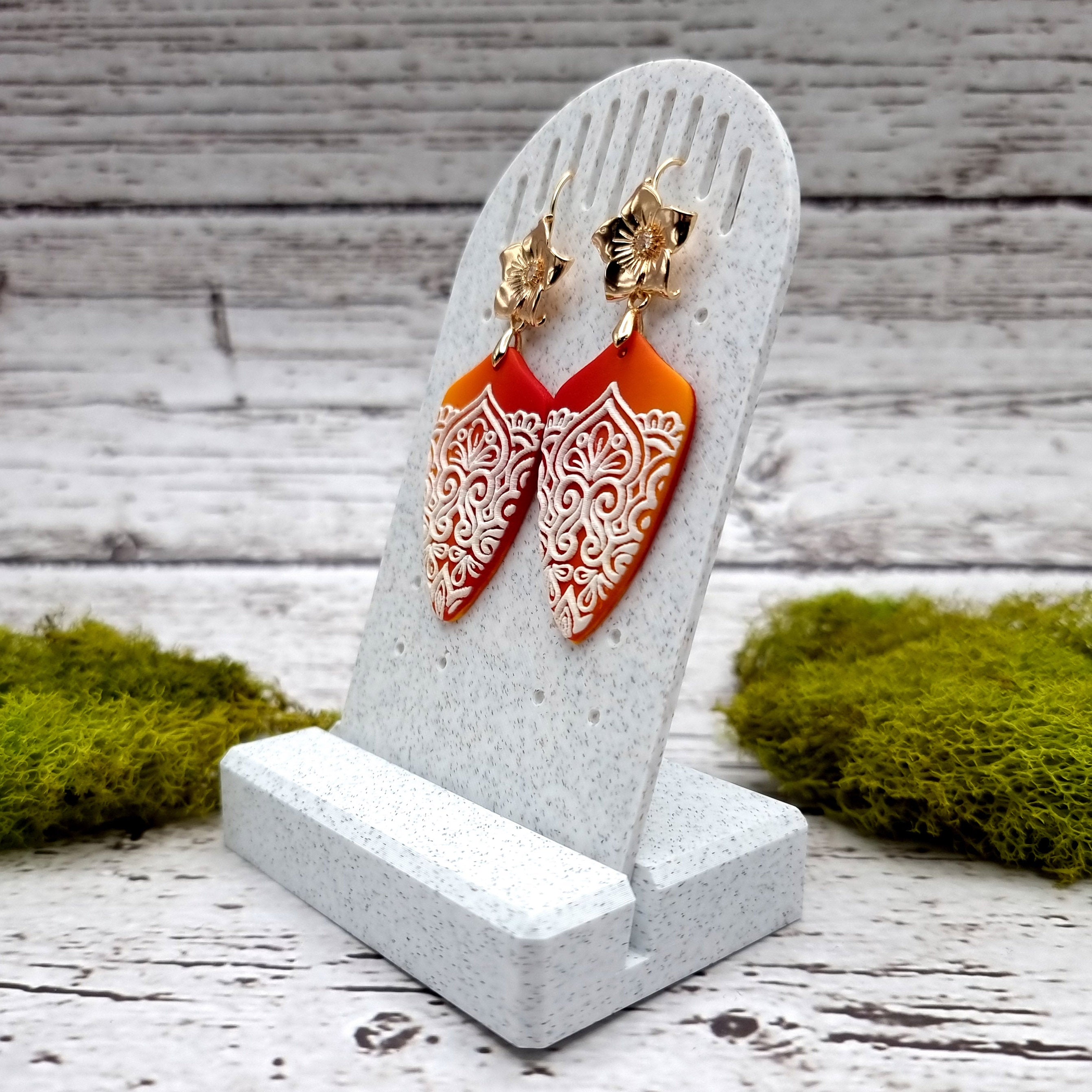 Single Display for Earrings - White Marble Display for Earrings SweetyBijou Tools