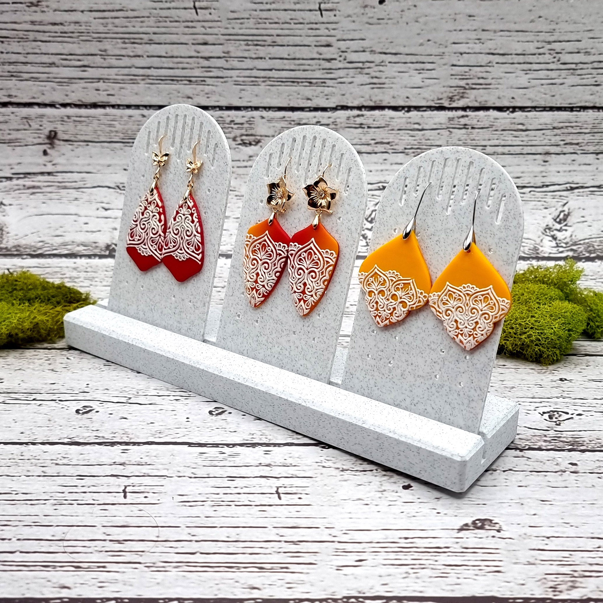 Long Display for Earrings - White Marble Display for Earrings SweetyBijou Tools