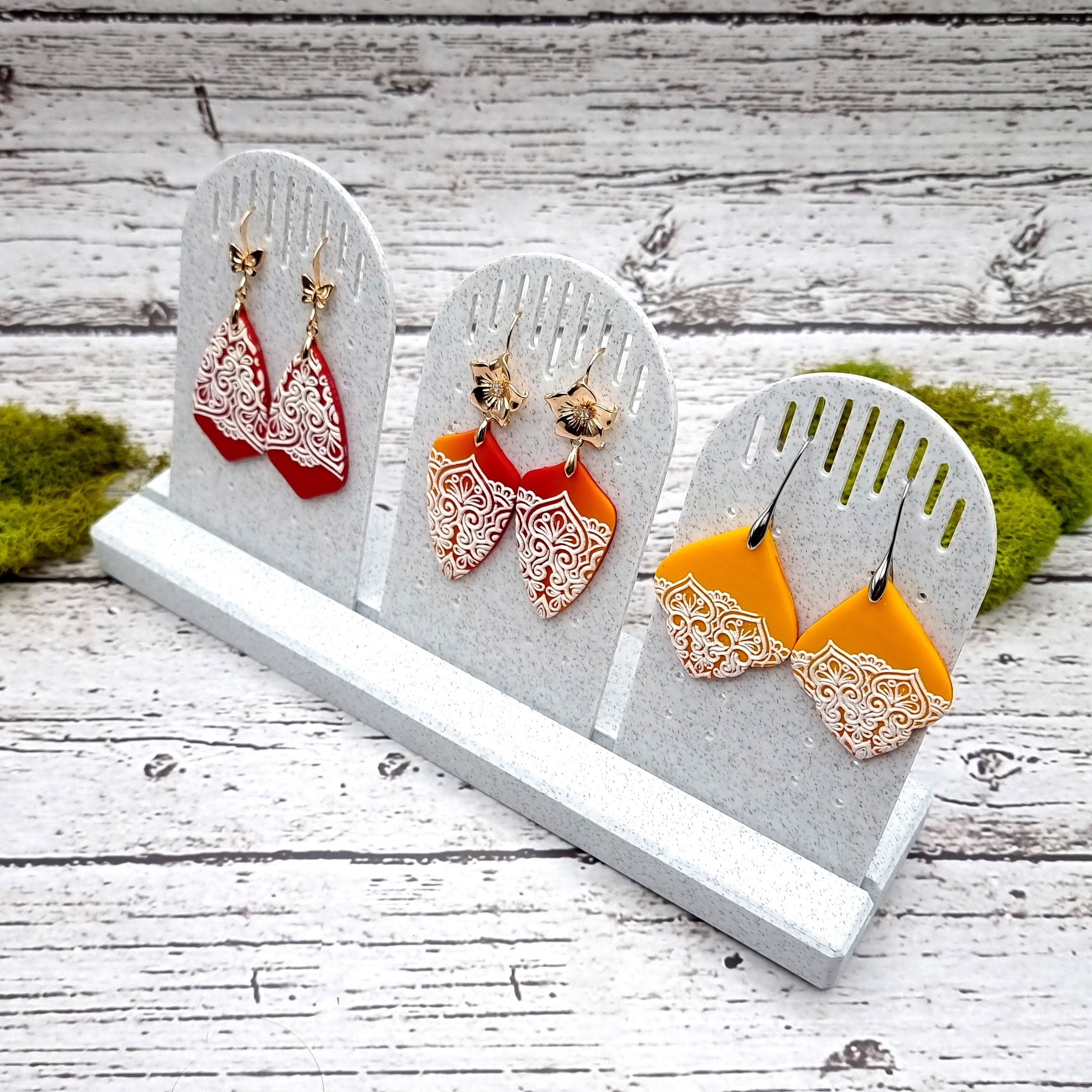 Long Display for Earrings - White Marble Display for Earrings SweetyBijou Tools