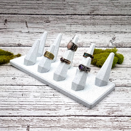 9 Fingers for Large Rings Display - White Marble Display for Rings SweetyBijou Tools