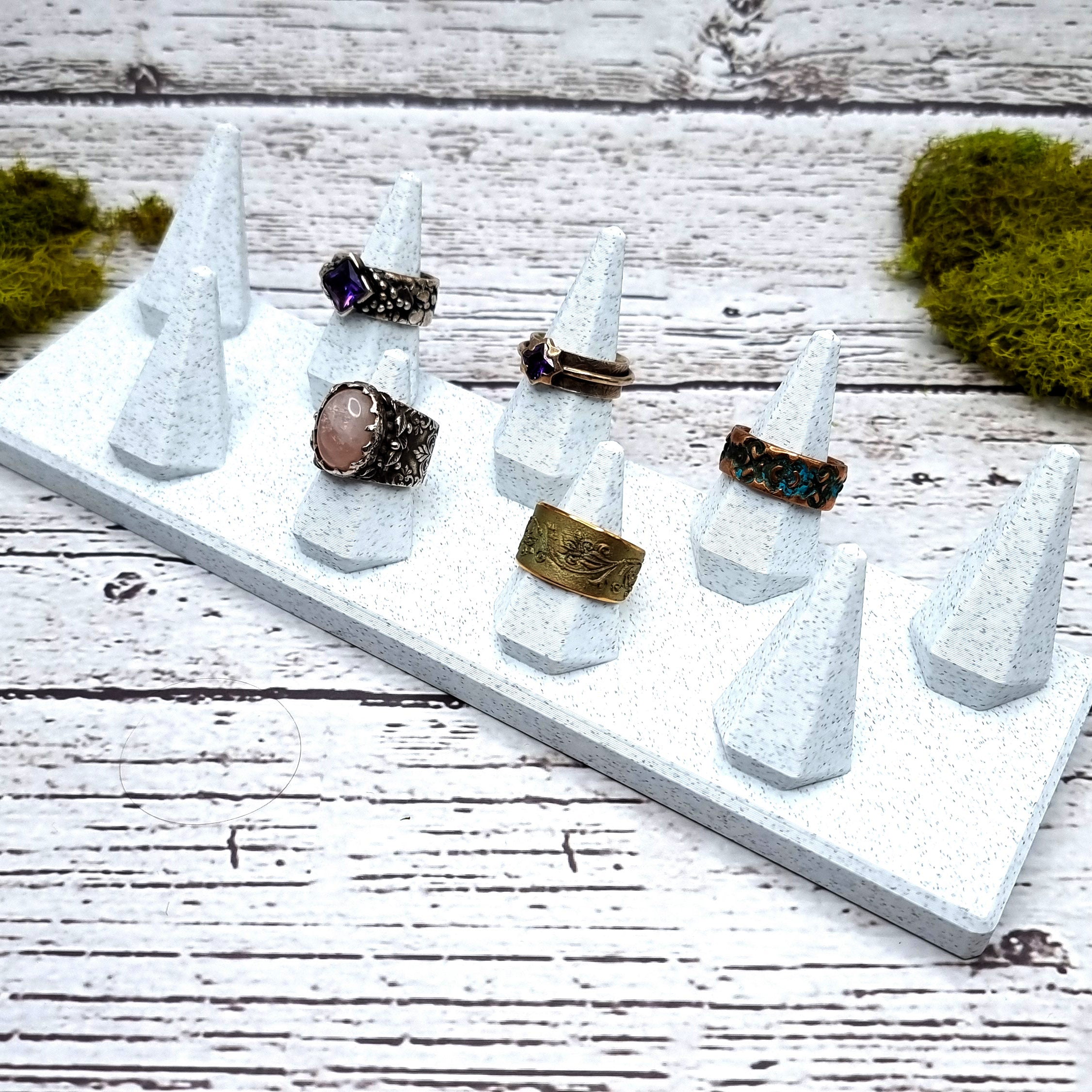 9 Fingers - Tilt Display for Rings - White Marble Display for Rings SweetyBijou Tools