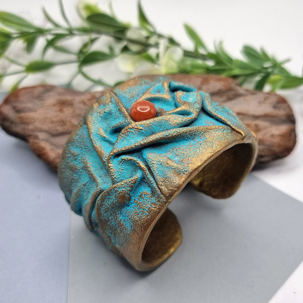 Stylish Golden Blue Unique Polymer Clay Bracelet Bracelet SweetyBijou Jewelry