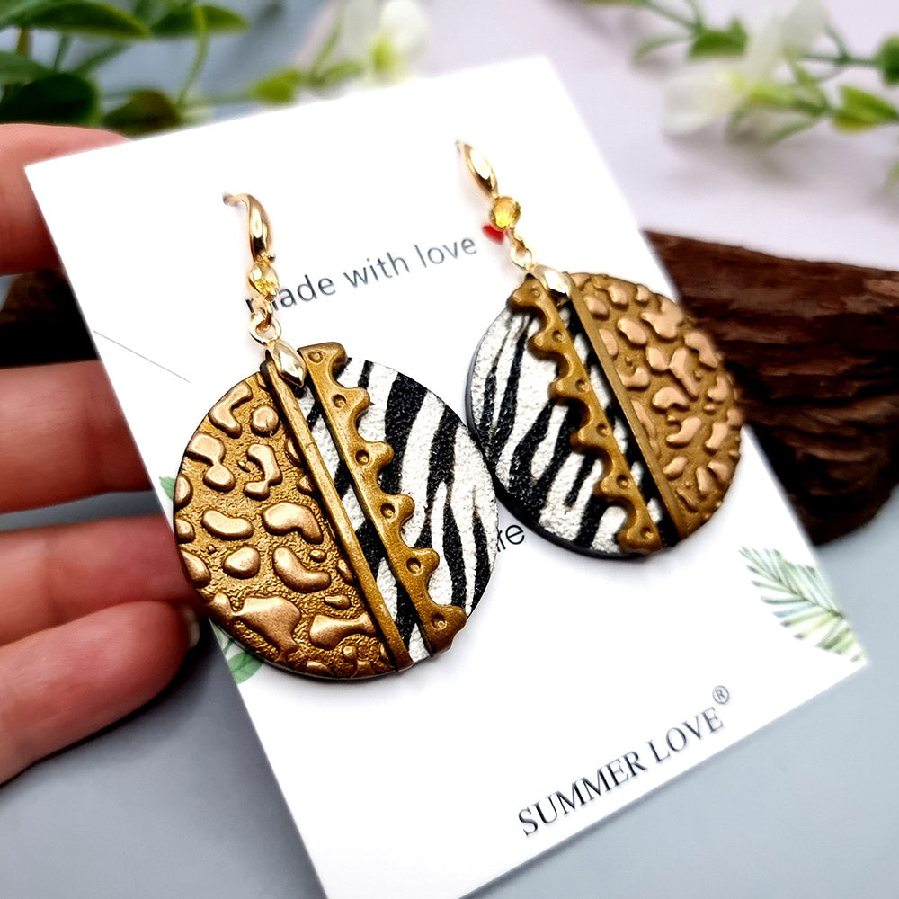 Round Zebra Earrings