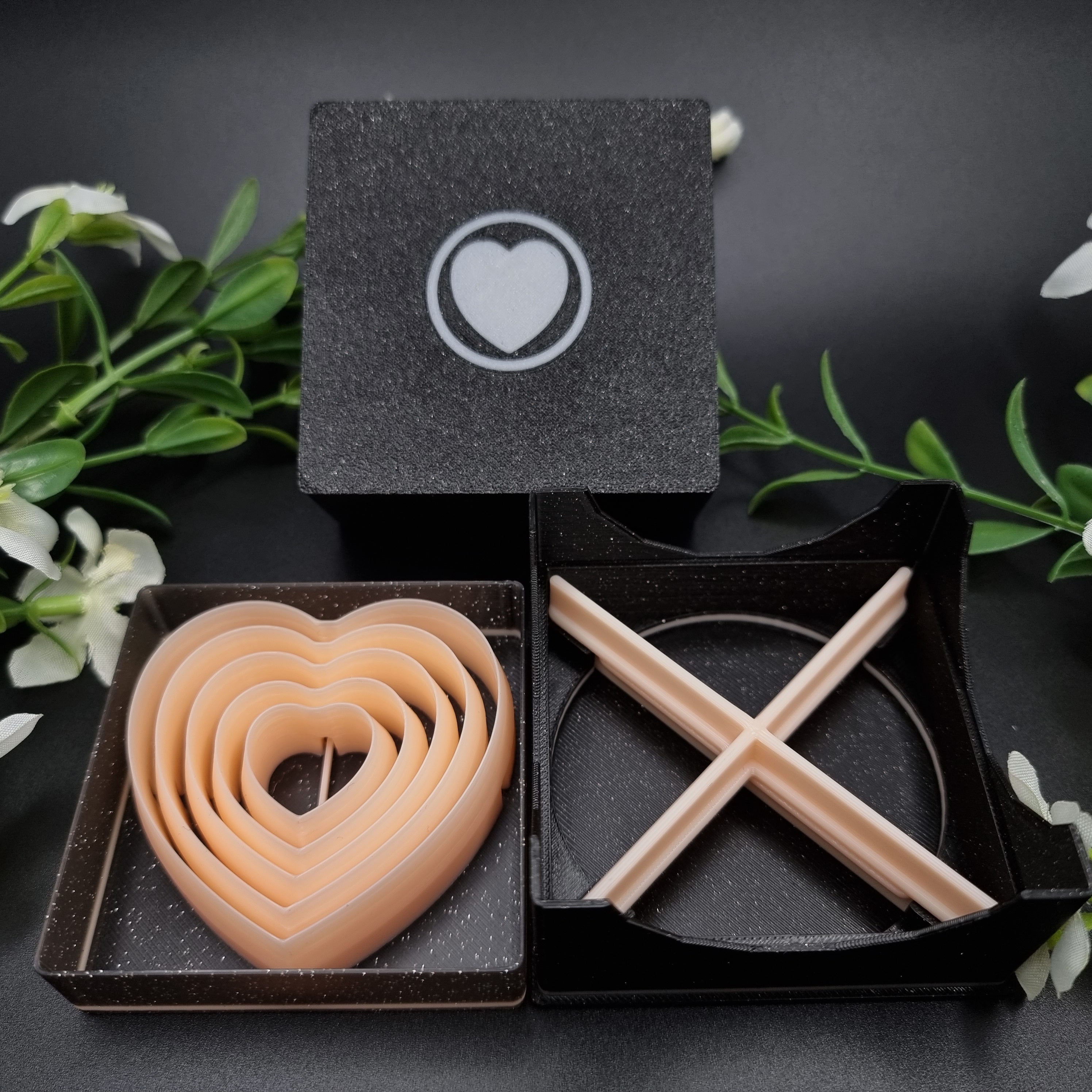 Heart polymer clay cutters in graduated nesting sizes for layered earrings - Perfectly Aligned set by SweetyBijou