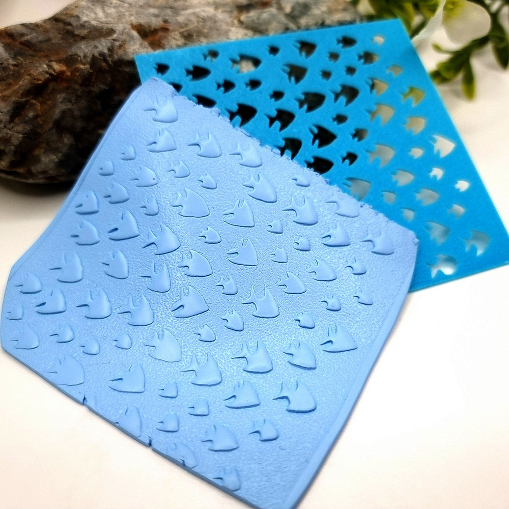 Ocean pattern texture stencil for polymer clay