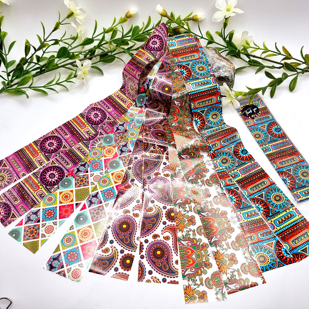 SweetyBijou Colorful Patterns Set 4 transfer foils for polymer clay