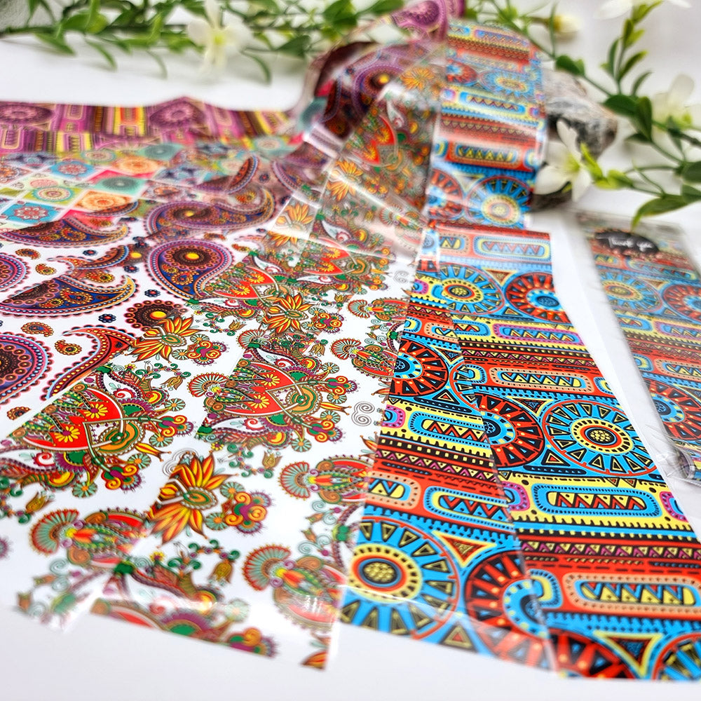 SweetyBijou Colorful Patterns Set 4 transfer foils for polymer clay