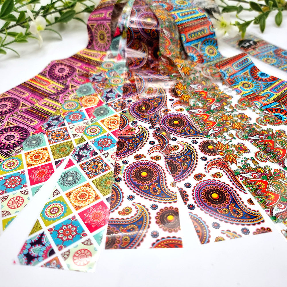SweetyBijou Colorful Patterns Set 4 transfer foils for polymer clay