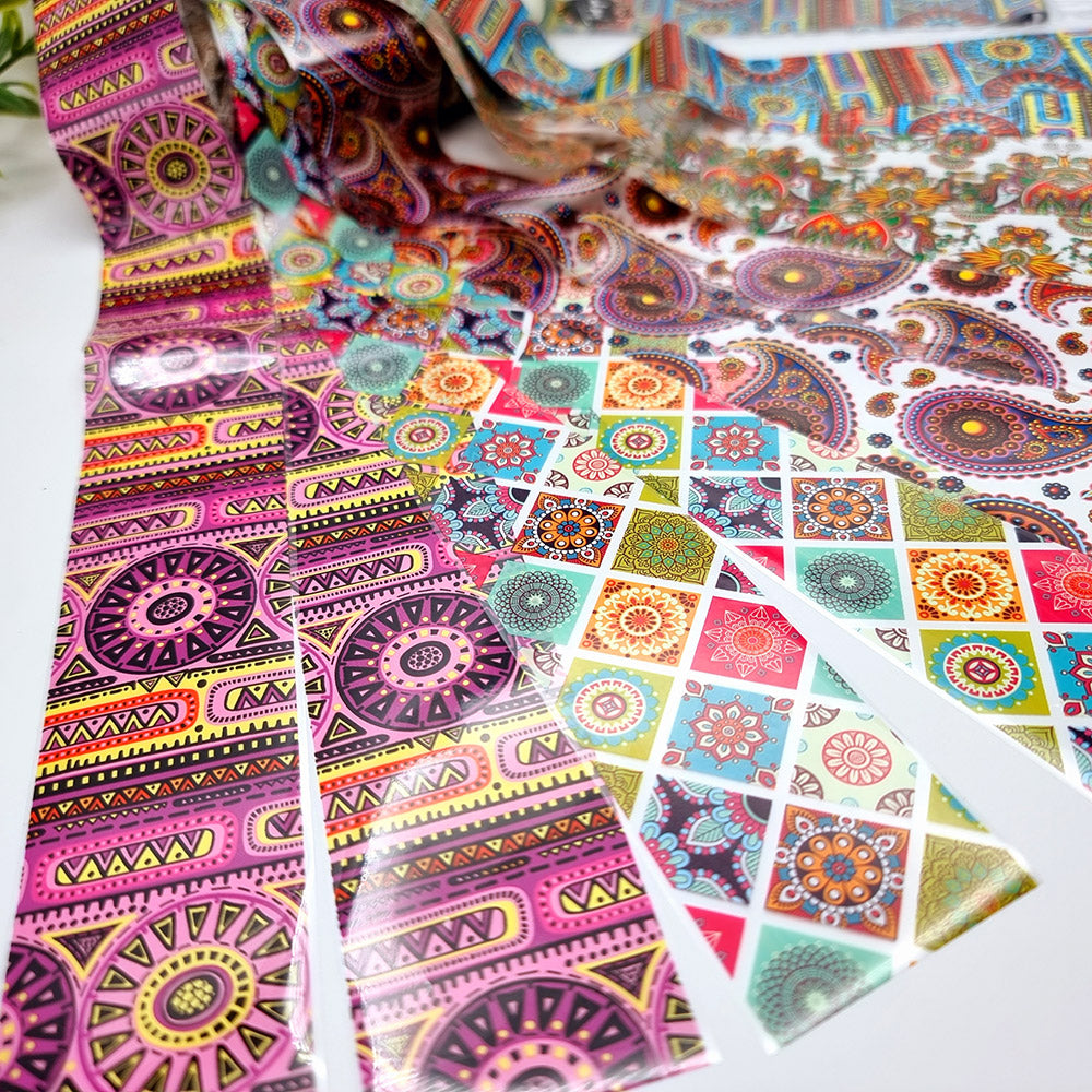 SweetyBijou Colorful Patterns Set 4 transfer foils for polymer clay