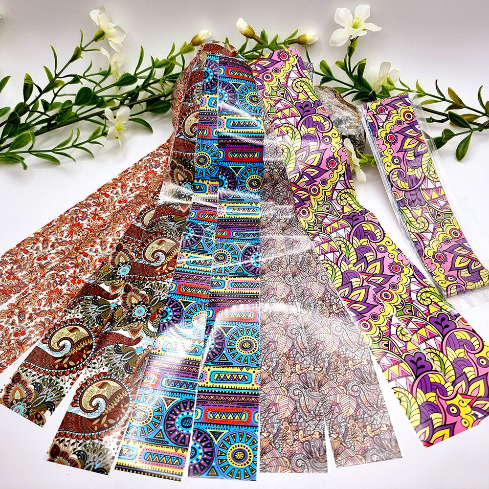SweetyBijou Colorful Patterns Set 5 transfer foils for polymer clay
