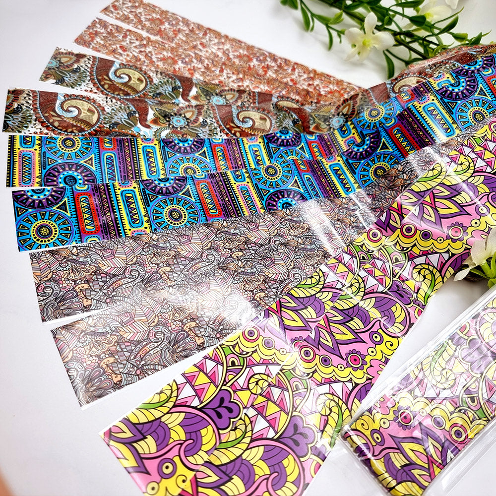 SweetyBijou Colorful Patterns Set 5 transfer foils for polymer clay