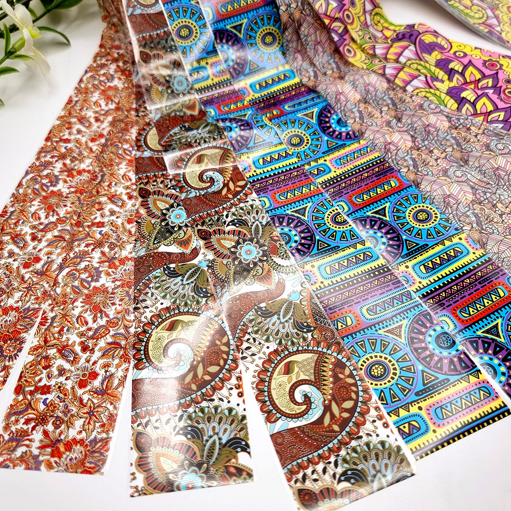 SweetyBijou Colorful Patterns Set 5 transfer foils for polymer clay