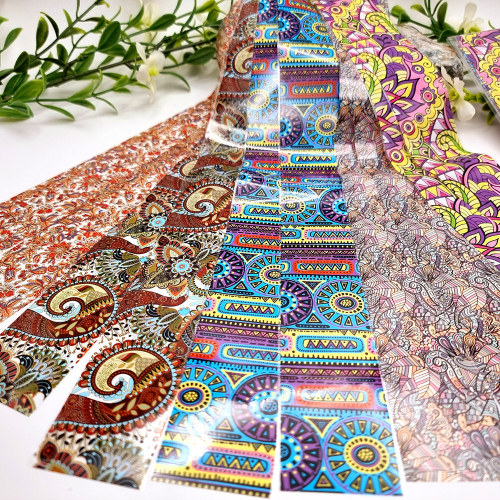 SweetyBijou Colorful Patterns Set 5 transfer foils for polymer clay