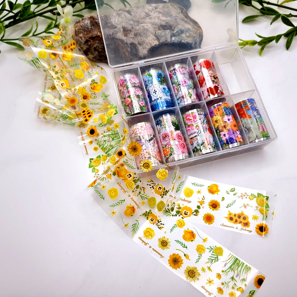 SweetyBijou Colorful Flowers transfer foils for polymer clay