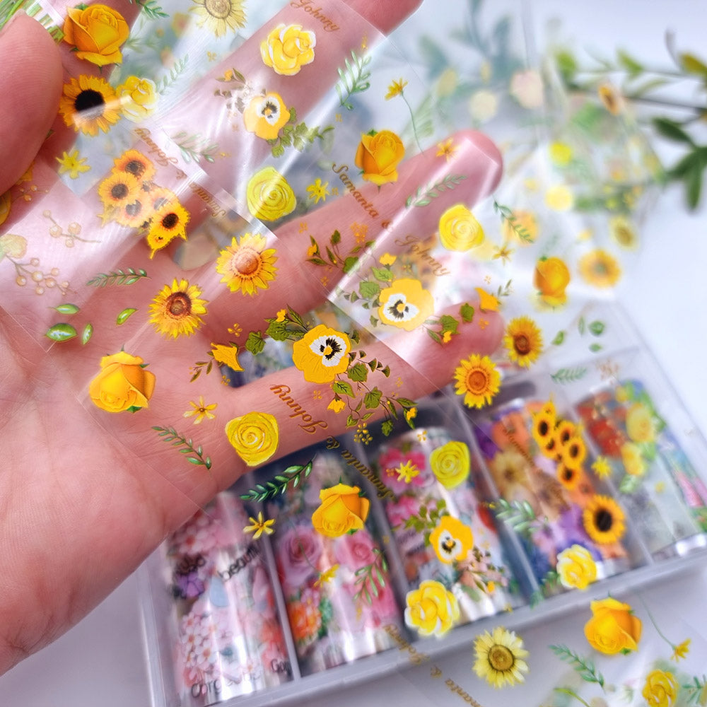 SweetyBijou Colorful Flowers transfer foils for polymer clay