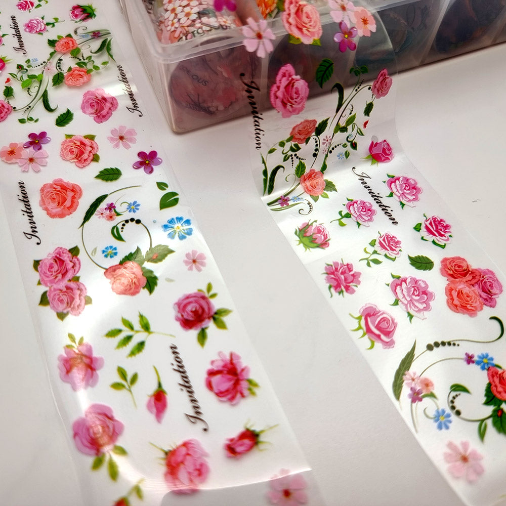 SweetyBijou Colorful Flowers transfer foils for polymer clay