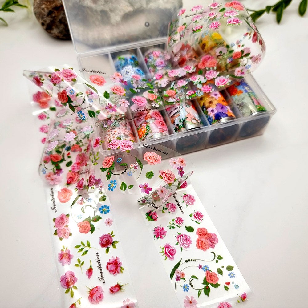 SweetyBijou Colorful Flowers transfer foils for polymer clay